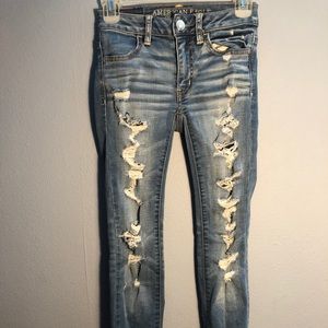 Skinny American eagle distressed jeans